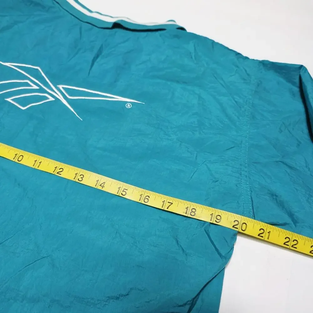Vintage 90s Reebok Pullover Windbreaker Jacket Teal Green Logo Size XL Youth